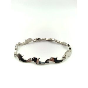 Sterling Silver Large Dolphin Link Tennis Bracelet 8"